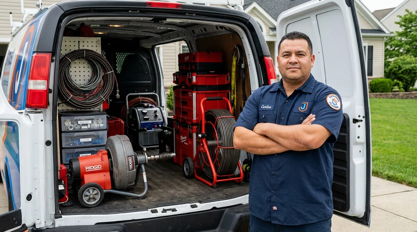 Professional drain cleaning equipment and Johns Plumbing LLC plumber in Streator