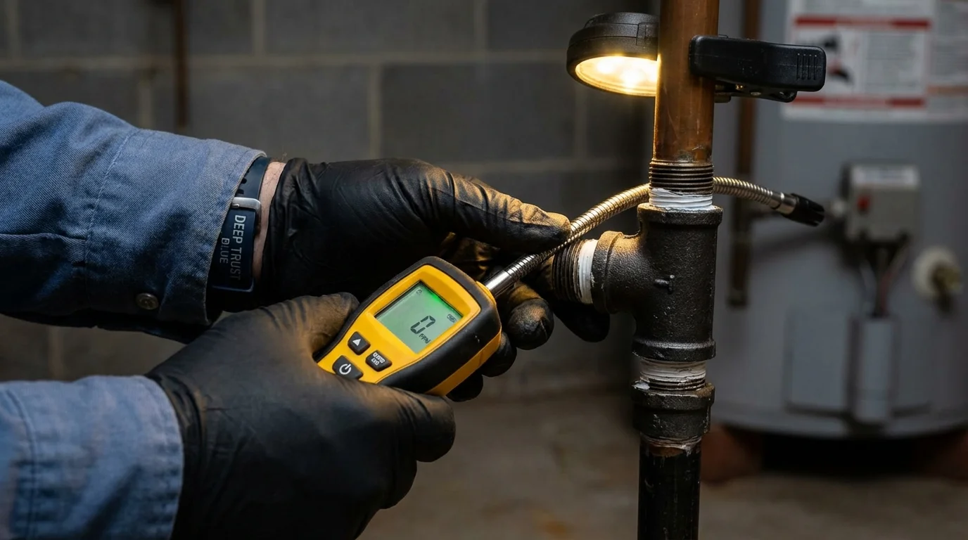 Gas leak detection with electronic sniffer by Johns Plumbing LLC in Streator