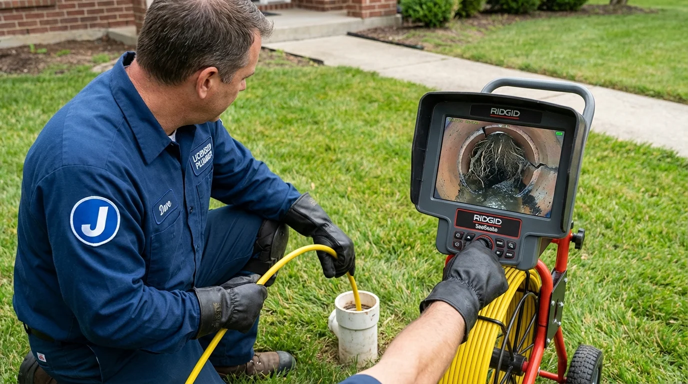 Sewer camera inspection being performed by Johns Plumbing LLC in Streator