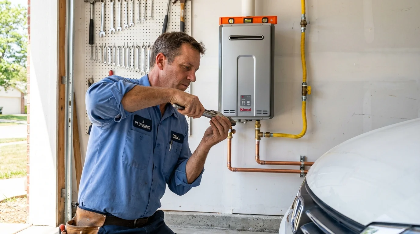 Tankless water heater installation by a Johns Plumbing LLC plumber in Streator